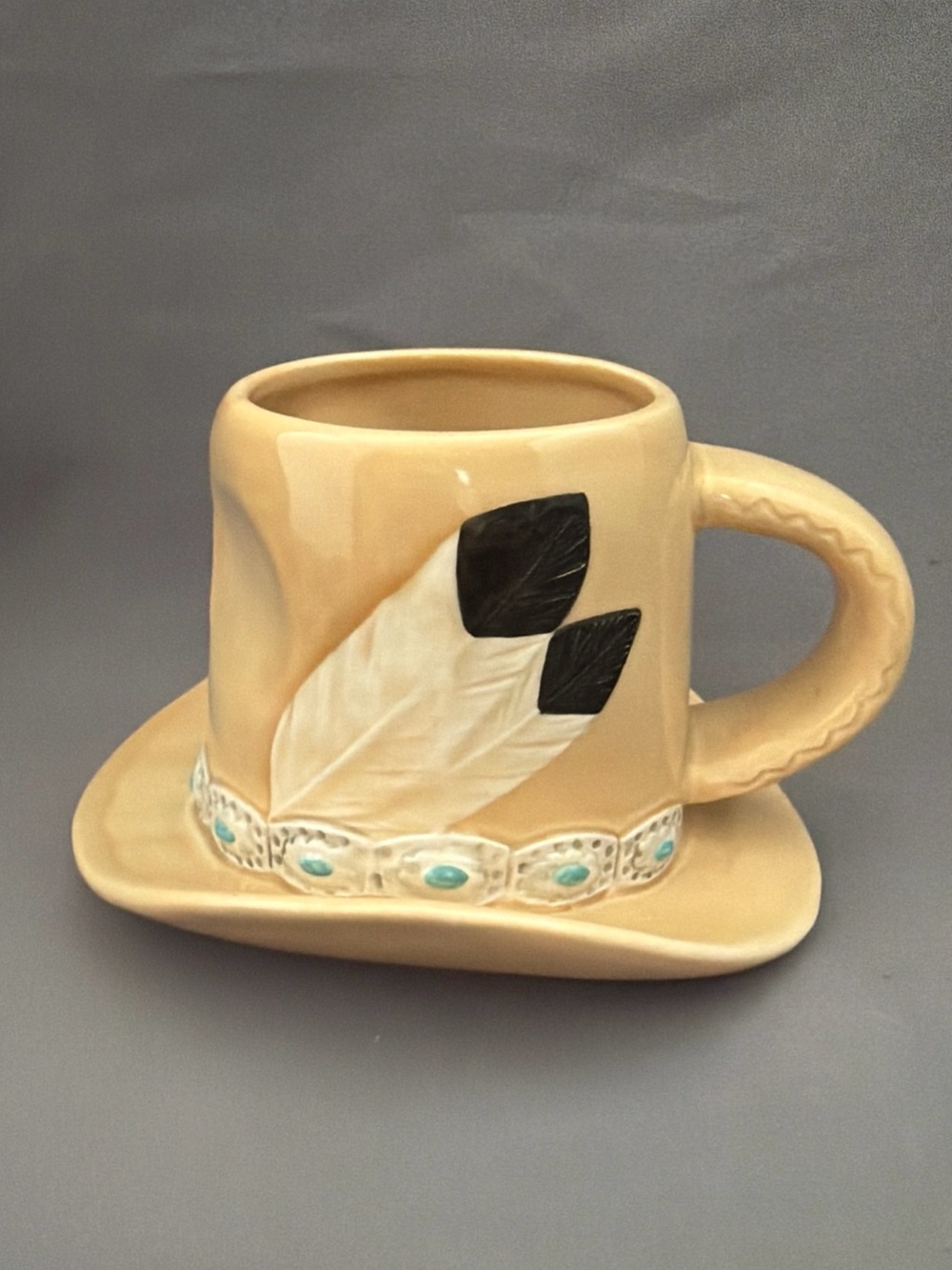 Vintage Cowboy Hat Mug 1992 H & HD Western Coffee Cup Mexico Rancher Americana